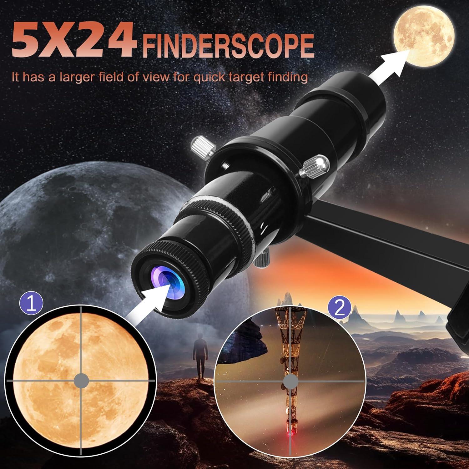 Telescopio Refractor HETEKAN 80mm Aumento 180X para Astronomía