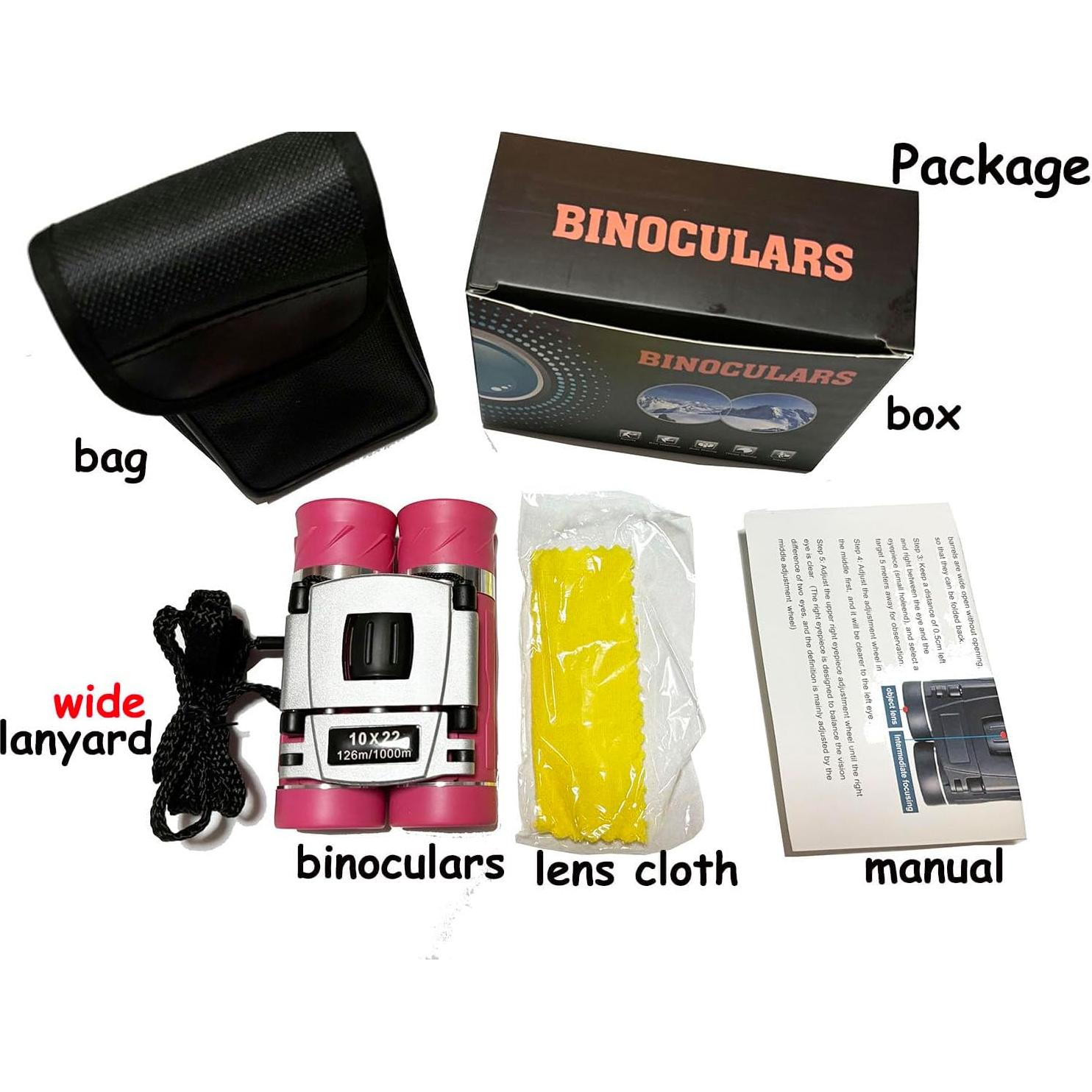 Binoculares Compactos 10x22 Walkebuy Rosa para Observación