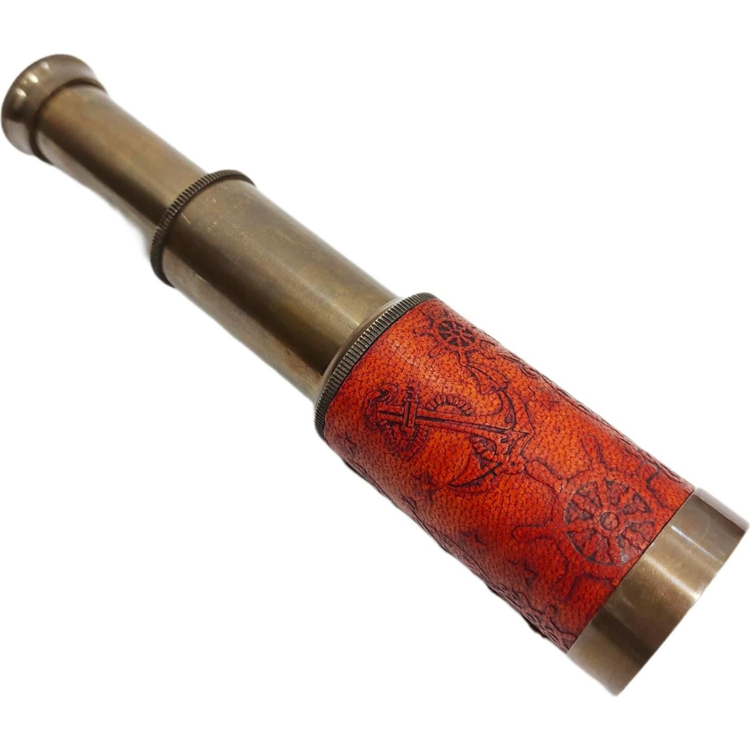 Telescopio Monocular de Bronce 15 cm con Caja de Cuero