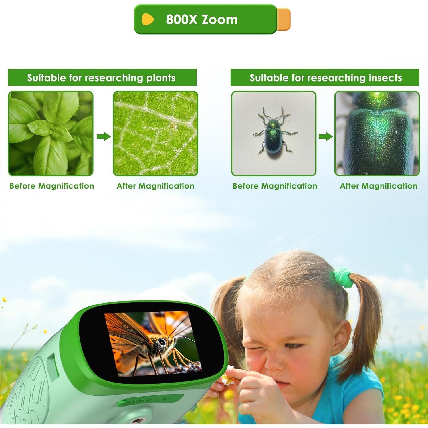 Microscopio Digital ZOMFOM 3-en-1 para Niños 800X HD