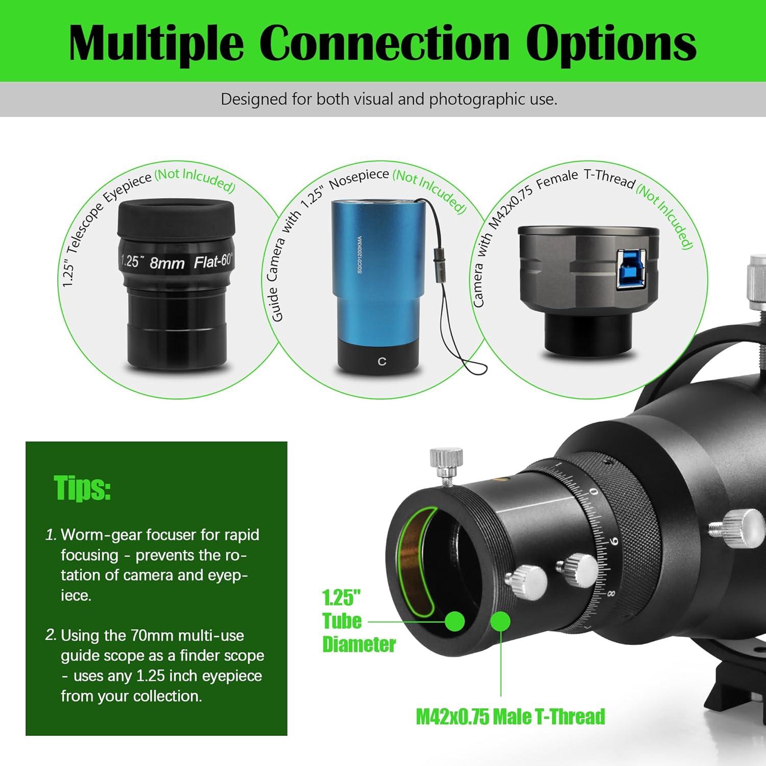 Guía Astronómica Astromania 70mm FMC con Focador Helicoidal