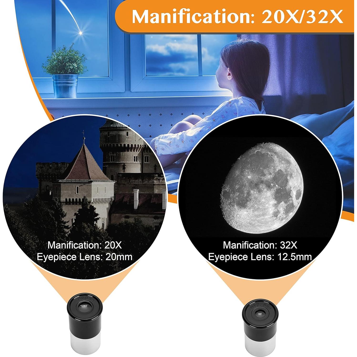 Telescopio AOMEKIE 40/400 para Principiantes con Trípode