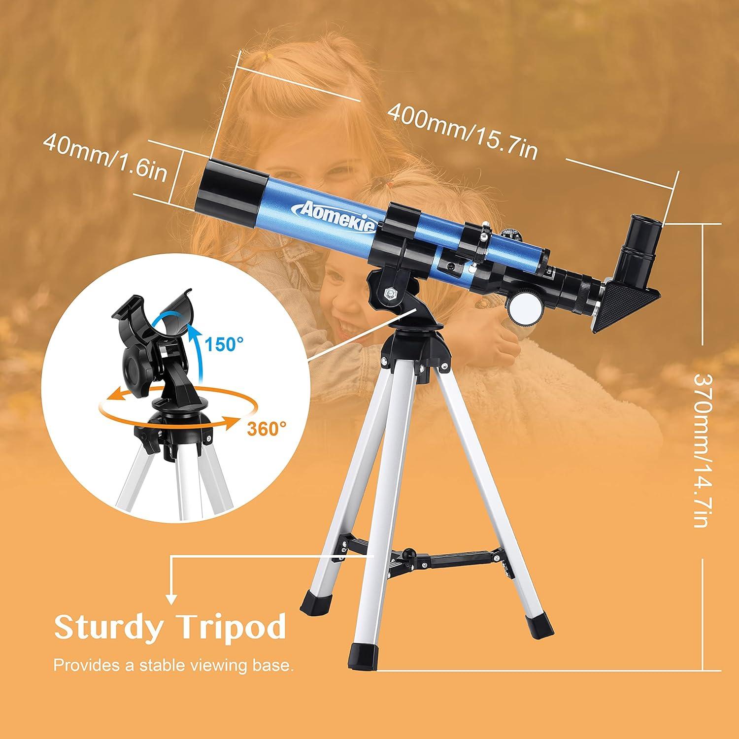 Telescopio AOMEKIE 40/400 para Principiantes con Trípode