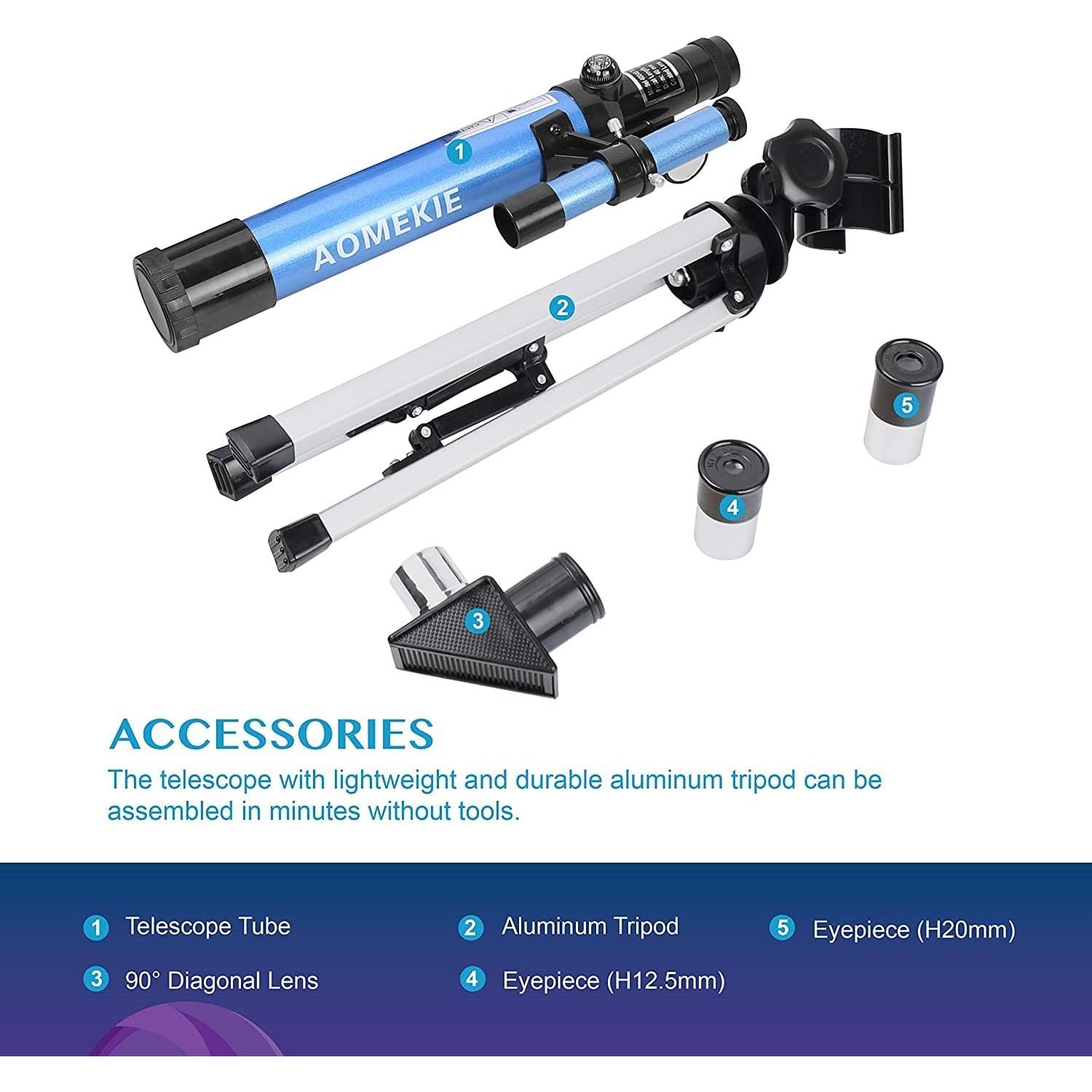 Telescopio AOMEKIE 40/400 para Principiantes con Trípode