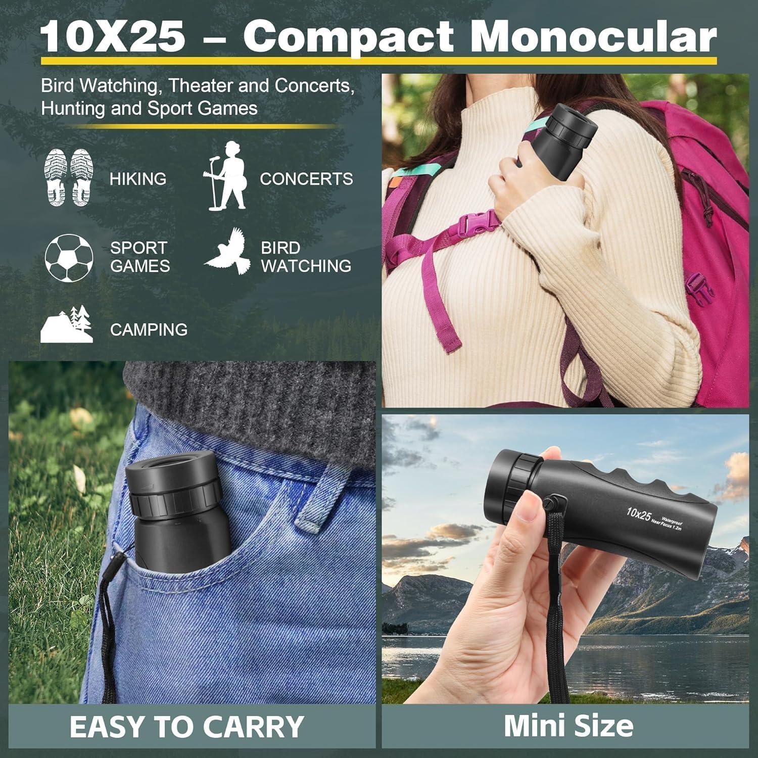 Monóculo Compacto Impermeable Tydeux 10x25 - Alta Potencia