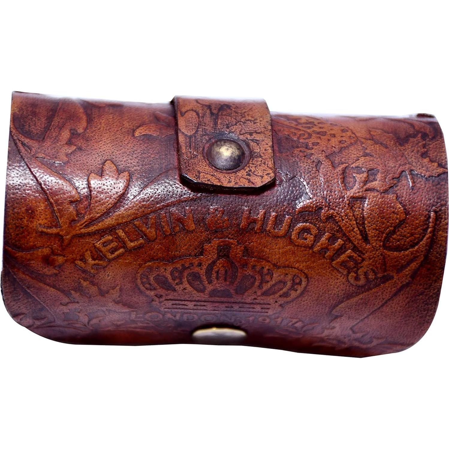 Telescopio Náutico Antiguo de Latón con Funda de Cuero