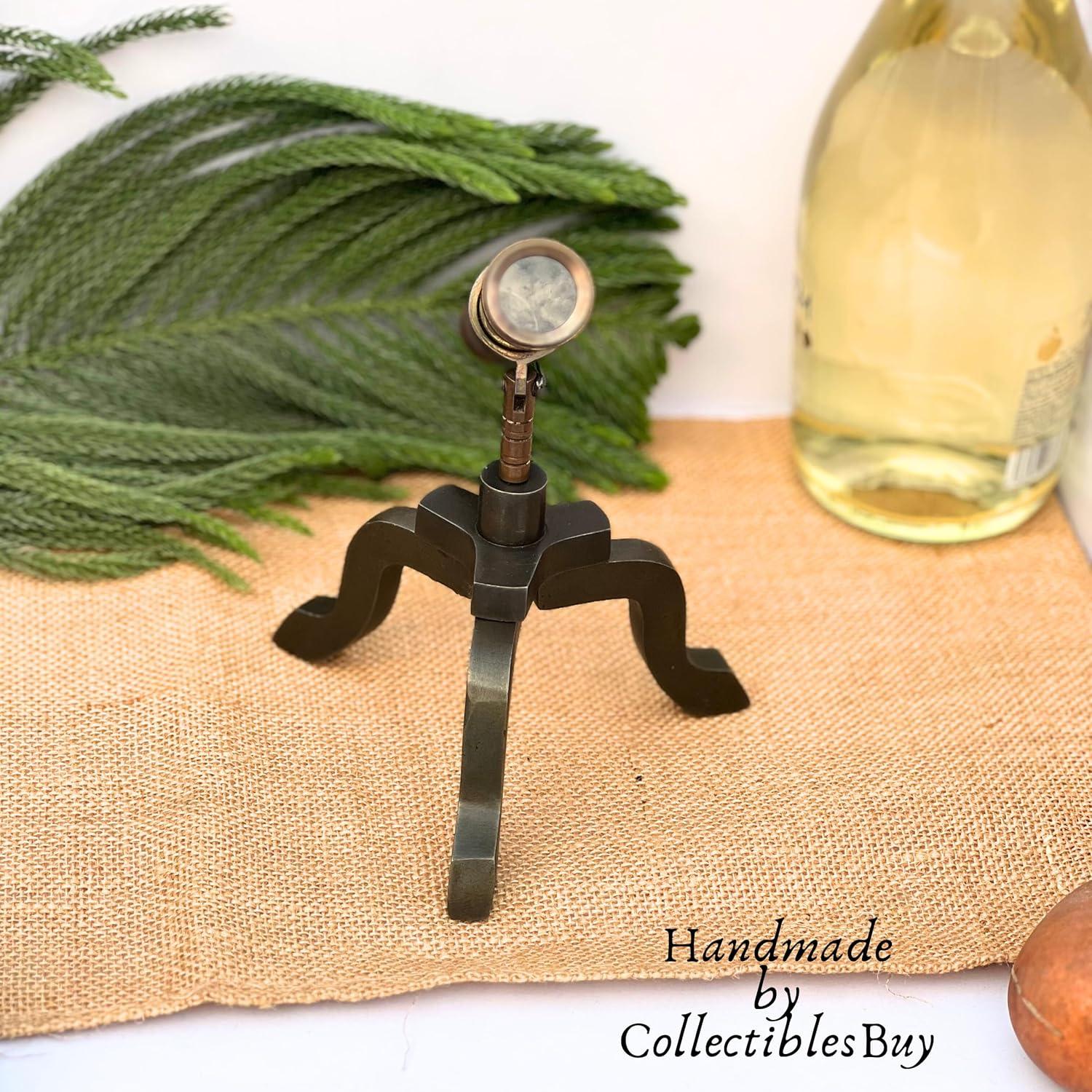 Telescopio de Bronce Vintage con Trípode de Caoba 19 cm