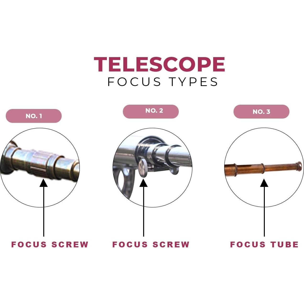 Telescopio de Bronce Vintage con Trípode de Caoba 19 cm