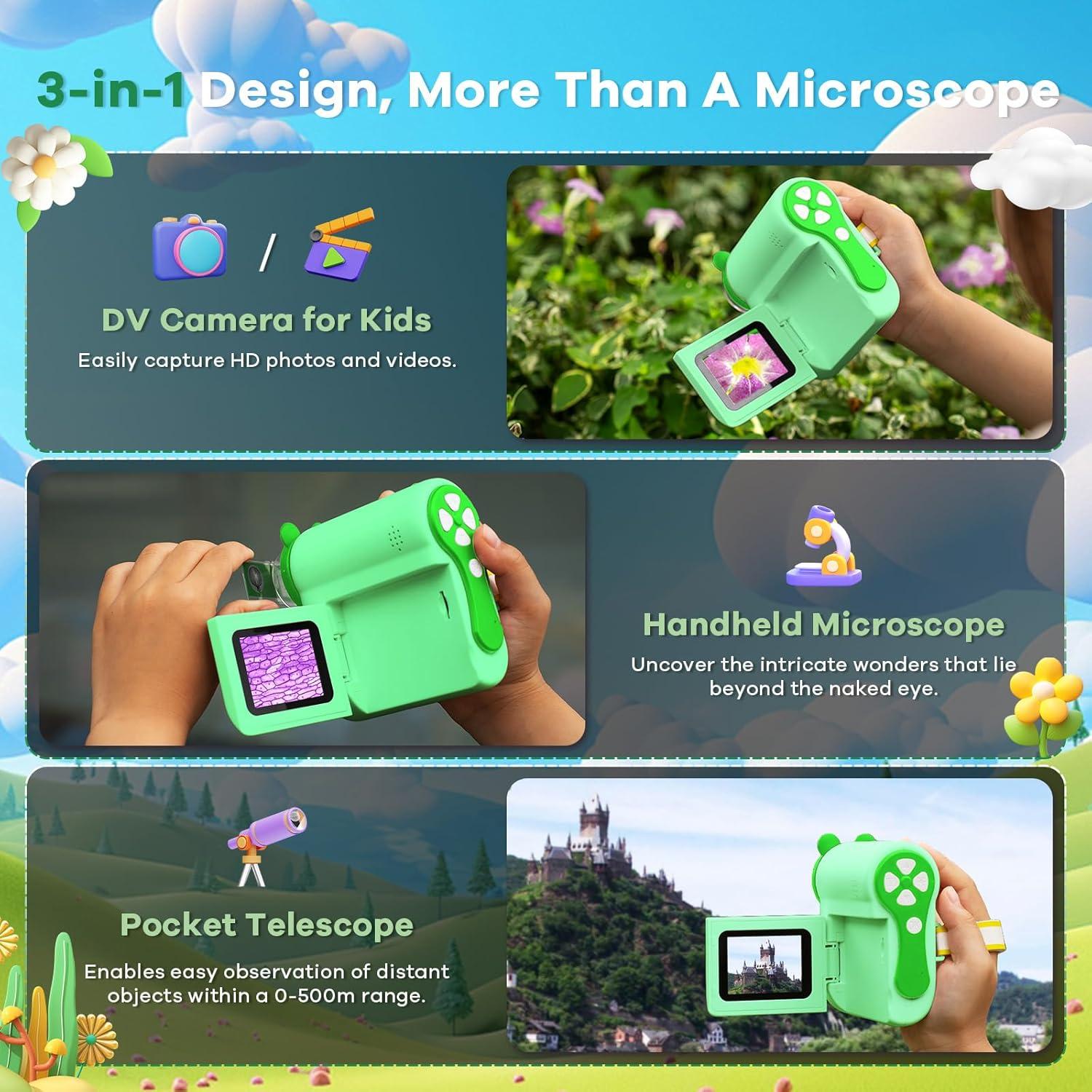 Microscopio Portátil Hideal HP60 para Niños 100X-1000X Verde