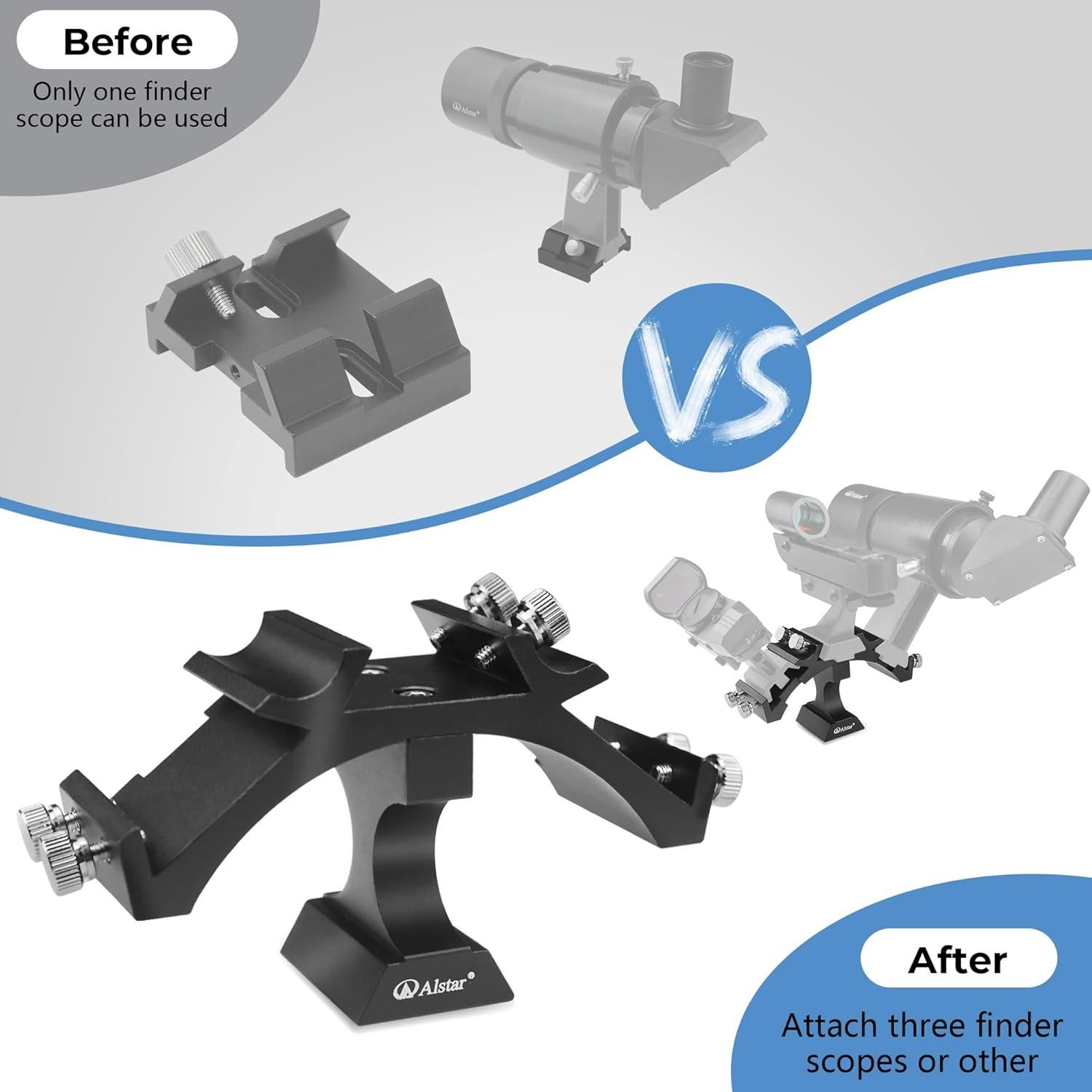 Soporte de Alcance Tri Finder Alstar - Montura de Aluminio para 3 Dispositivos