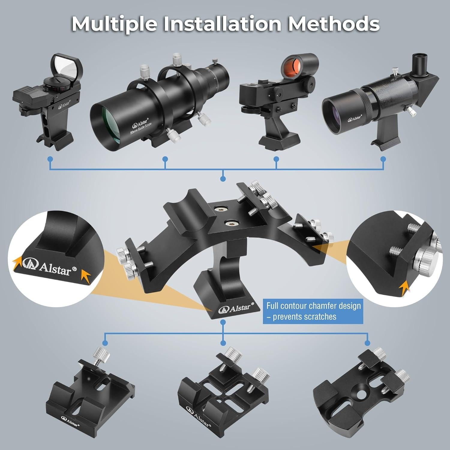 Soporte de Alcance Tri Finder Alstar - Montura de Aluminio para 3 Dispositivos