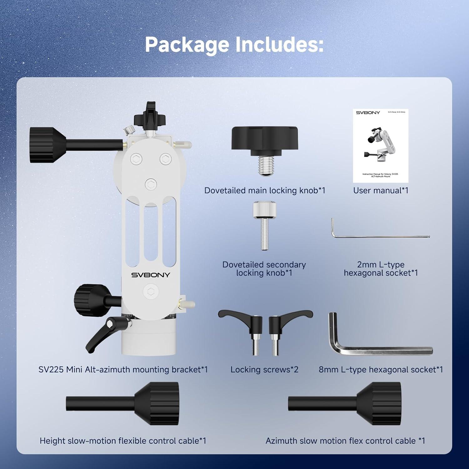 Soporte Altazimut Mini SVBONY SV225, 5kg, Ligero y Ajustable