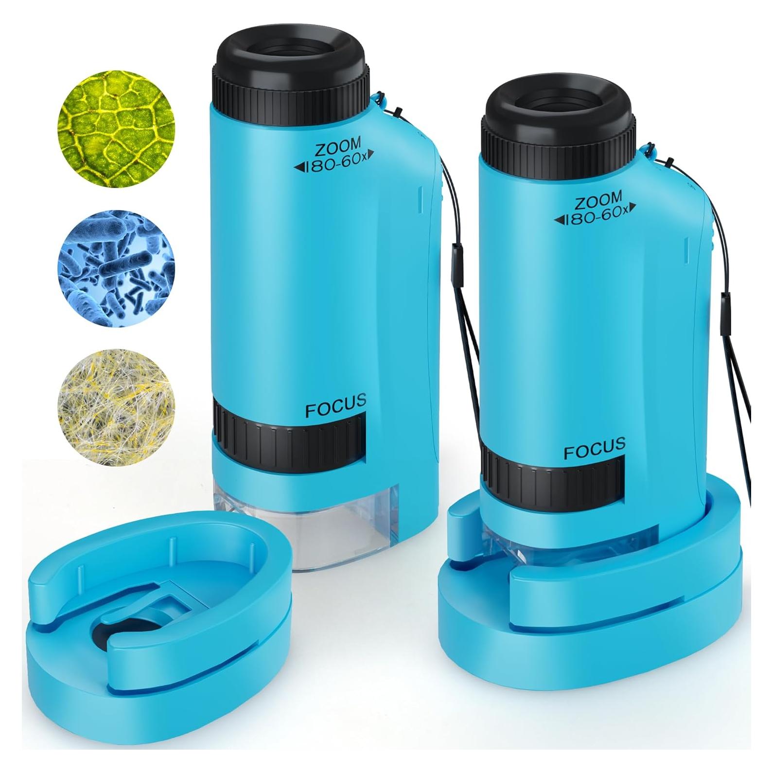 Microscopio Portátil CUKU para Niños 60x-180x con 12 Diapositivas