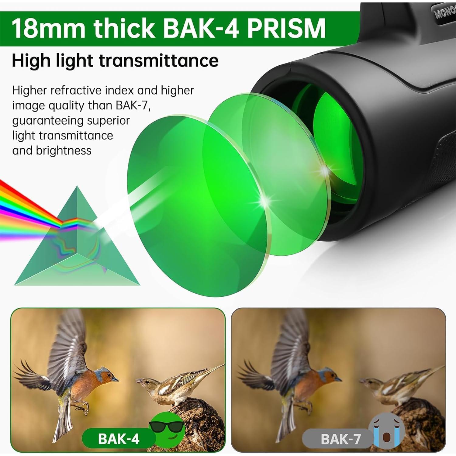 Telescopio Monocular ICETOO 80x100 HD Impermeable con Trípode