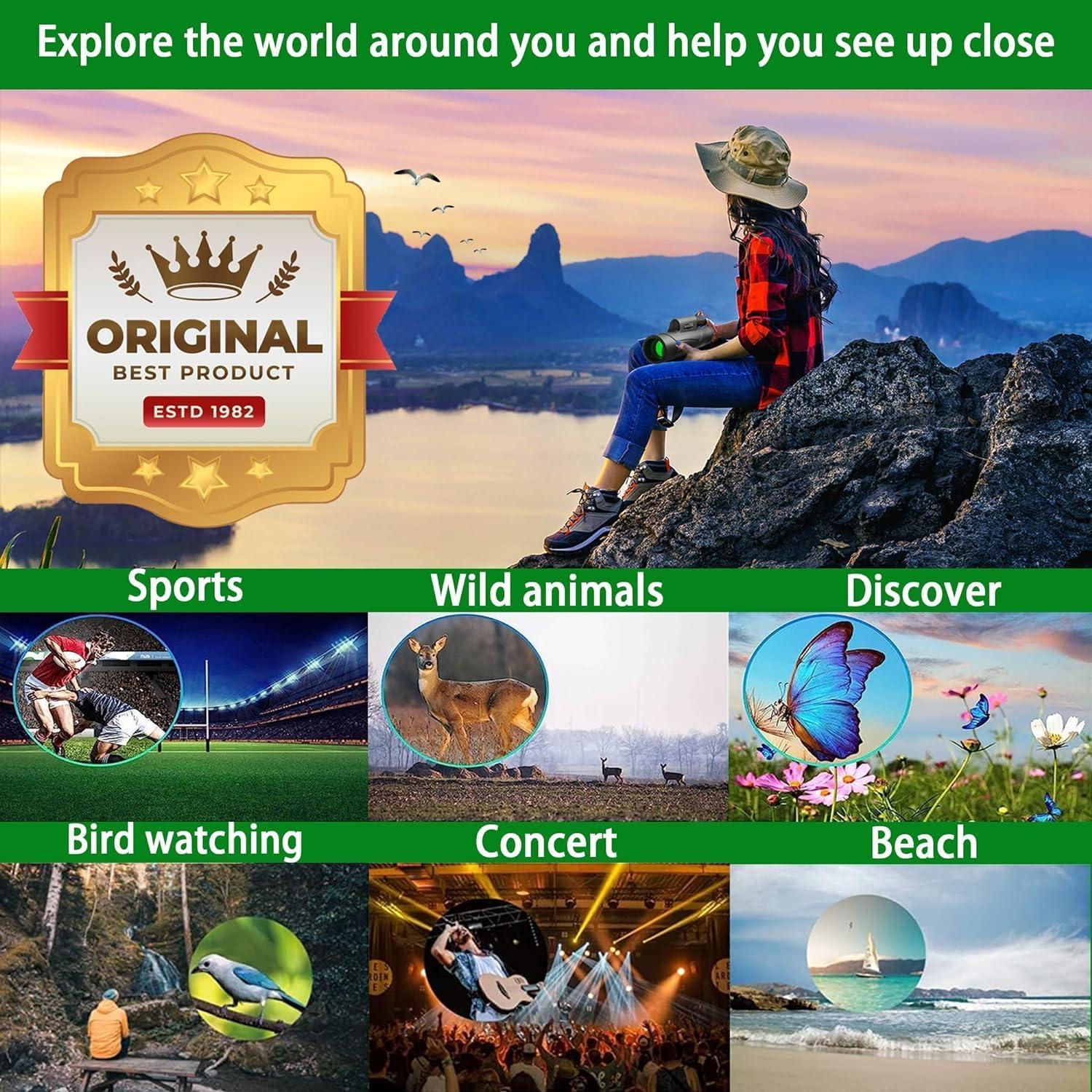 Telescopio Monocular ICETOO 80x100 HD Impermeable con Trípode