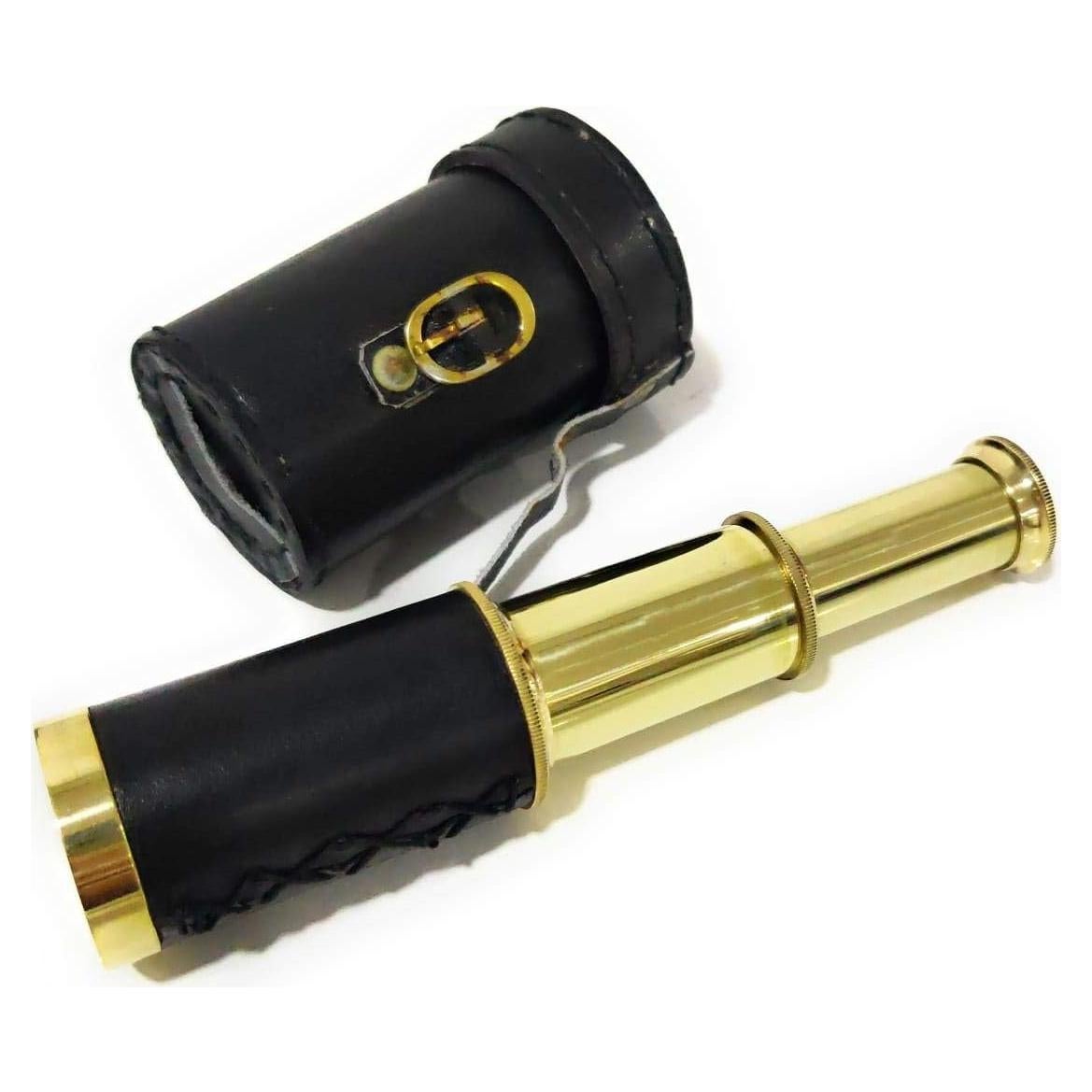 Telescopio Manual de Bronce Artizanstore 15 cm con Funda de Cuero