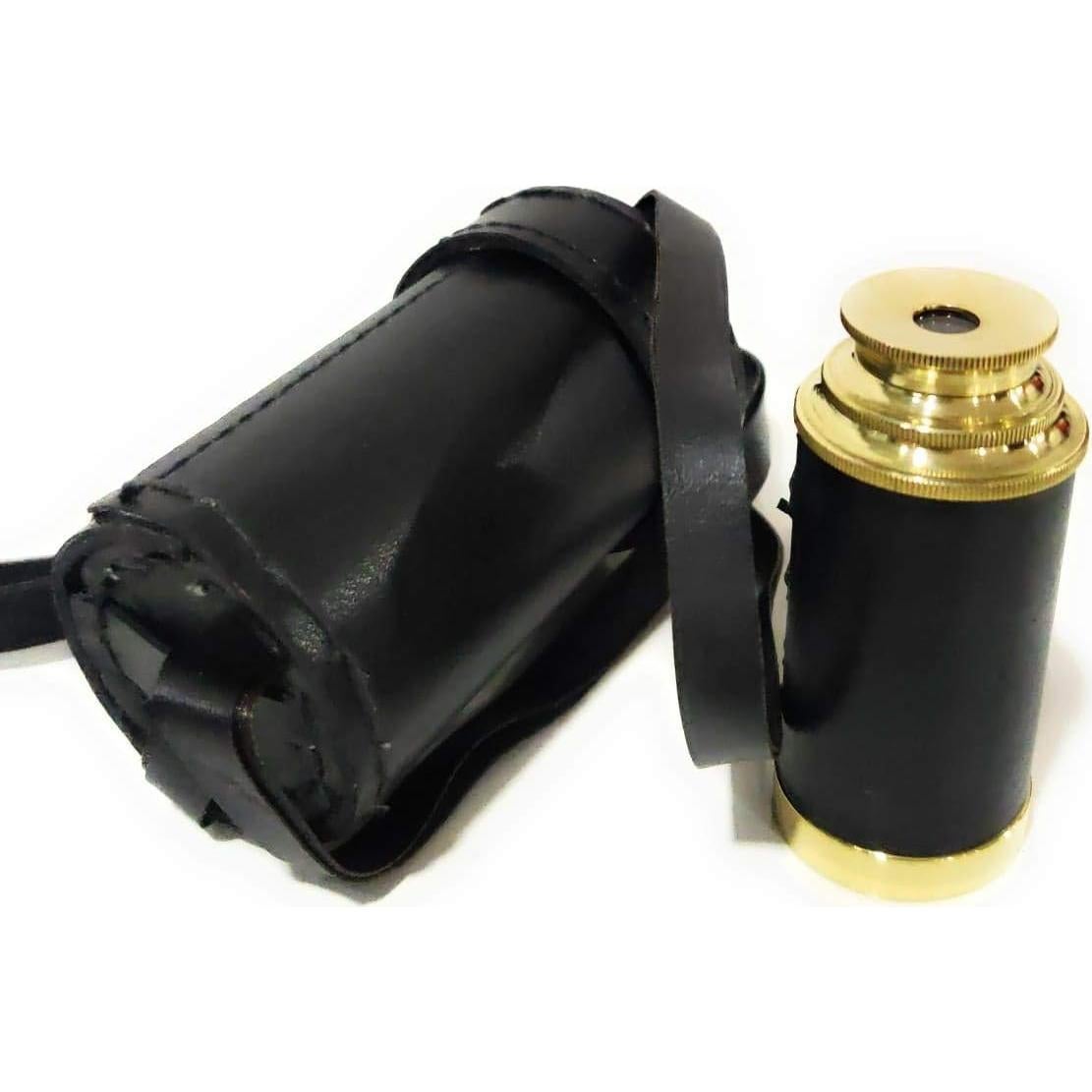 Telescopio Manual de Bronce Artizanstore 15 cm con Funda de Cuero