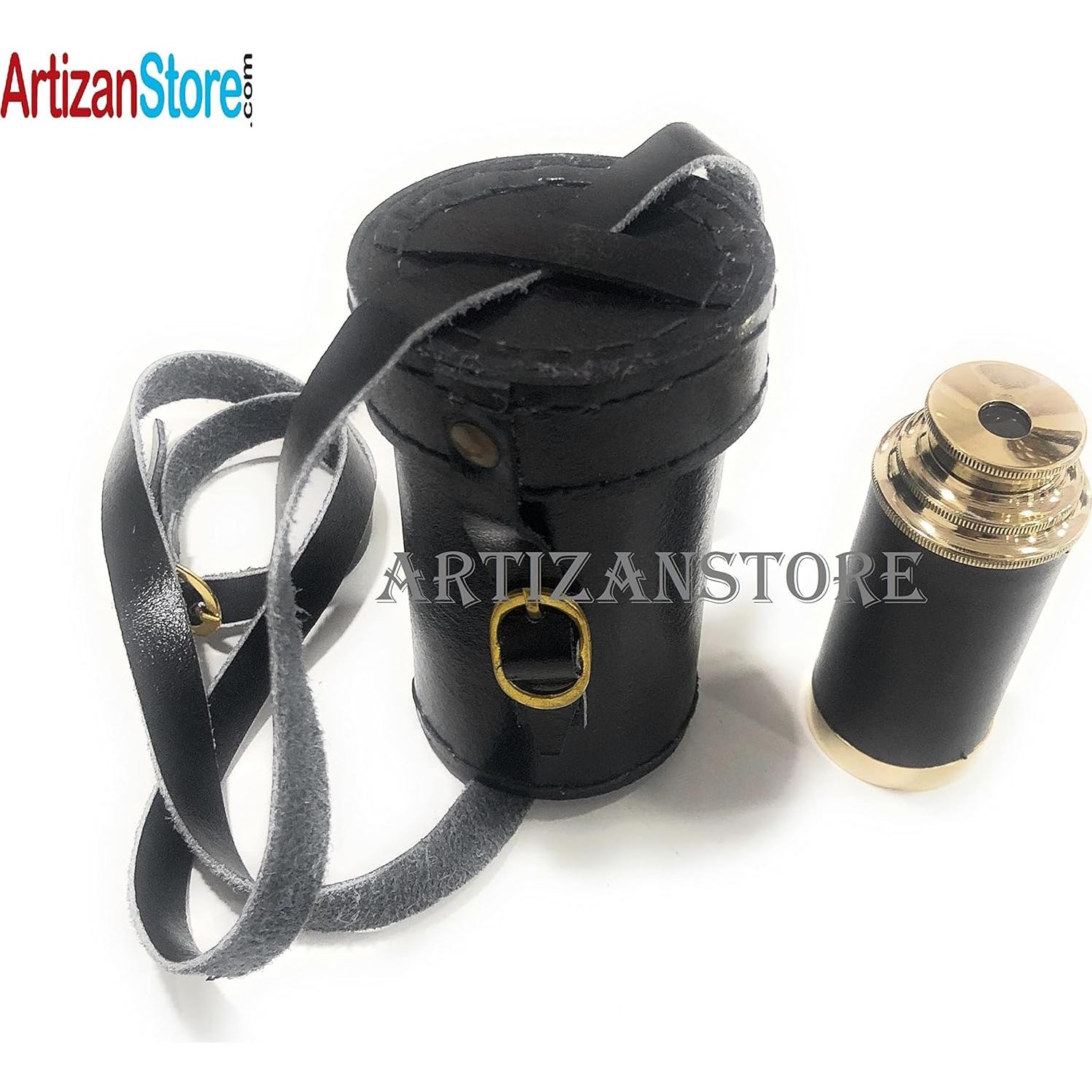 Telescopio Manual de Bronce Artizanstore 15 cm con Funda de Cuero