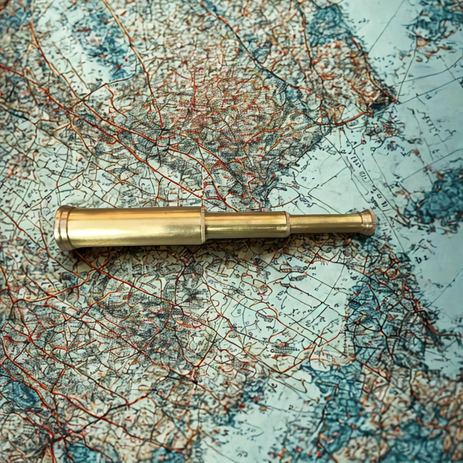 Telescopio Miniatura de Latón Hecho a Mano 12.7 cm - Vintage