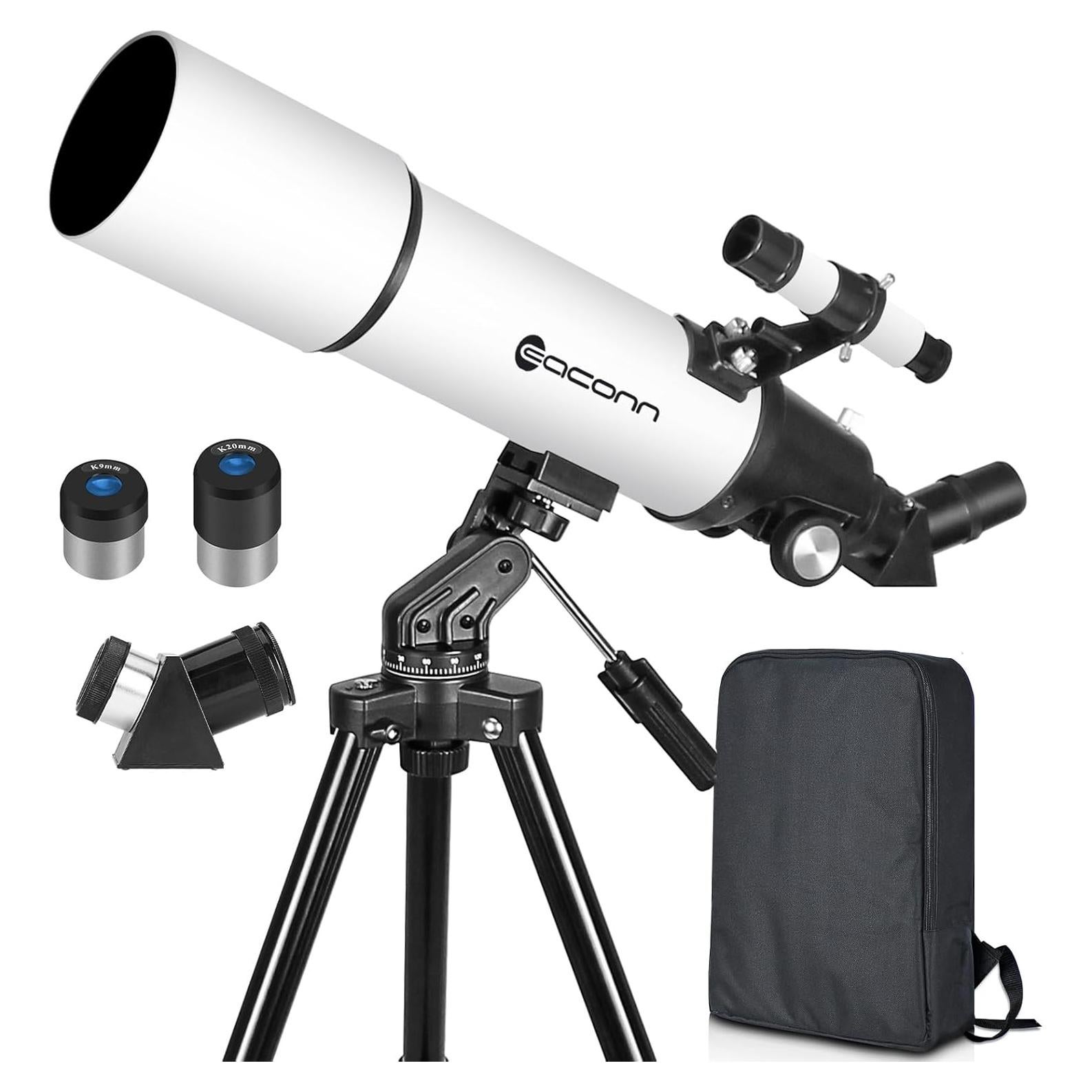 Telescopio Refractor EACONN 80mm Apertura 600mm para Principiantes
