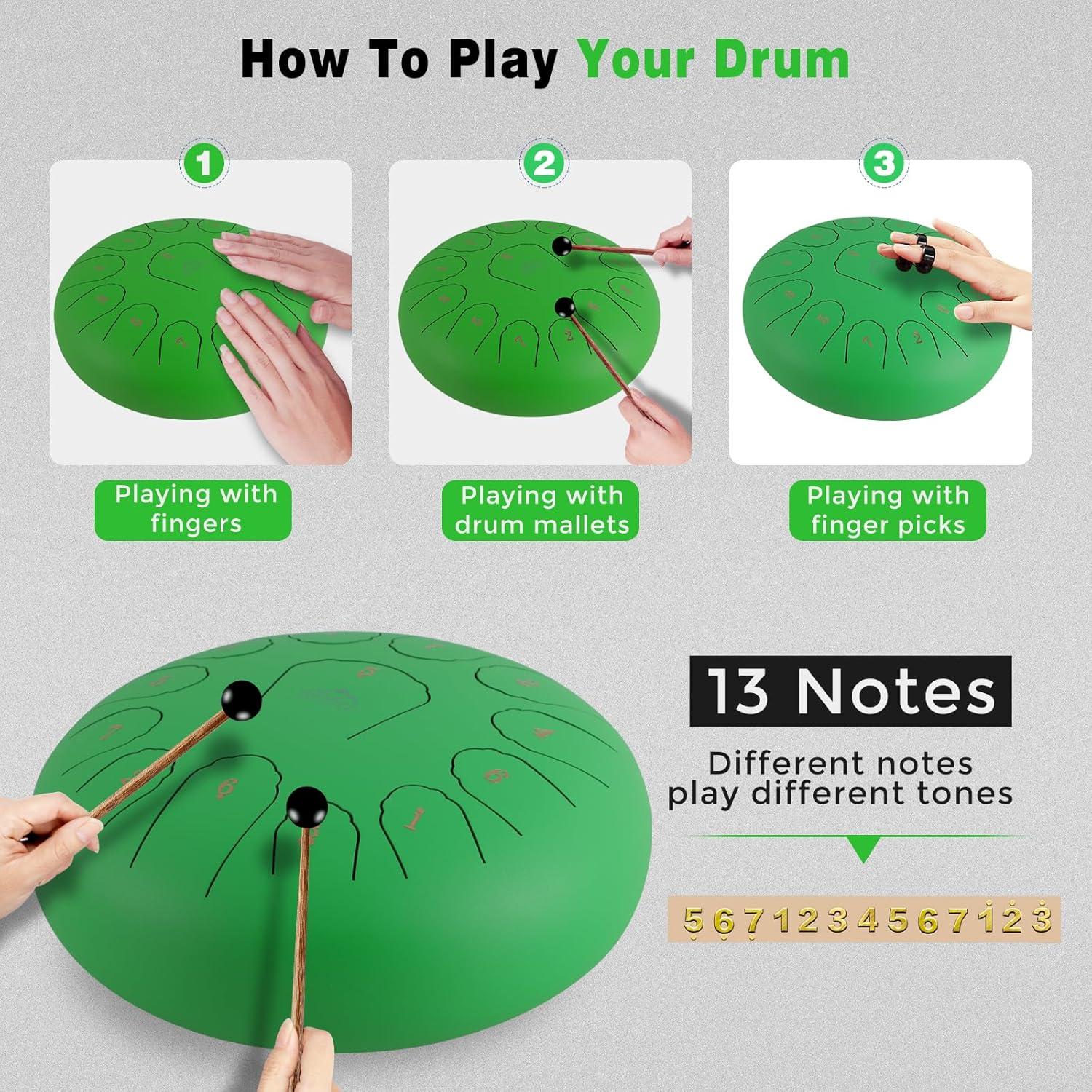 Tambor de Lengua de Acero EASTROCK 30.48 cm Clave C con Accesorios