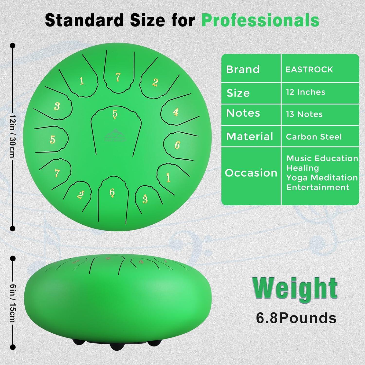 Tambor de Lengua de Acero EASTROCK 30.48 cm Clave C con Accesorios