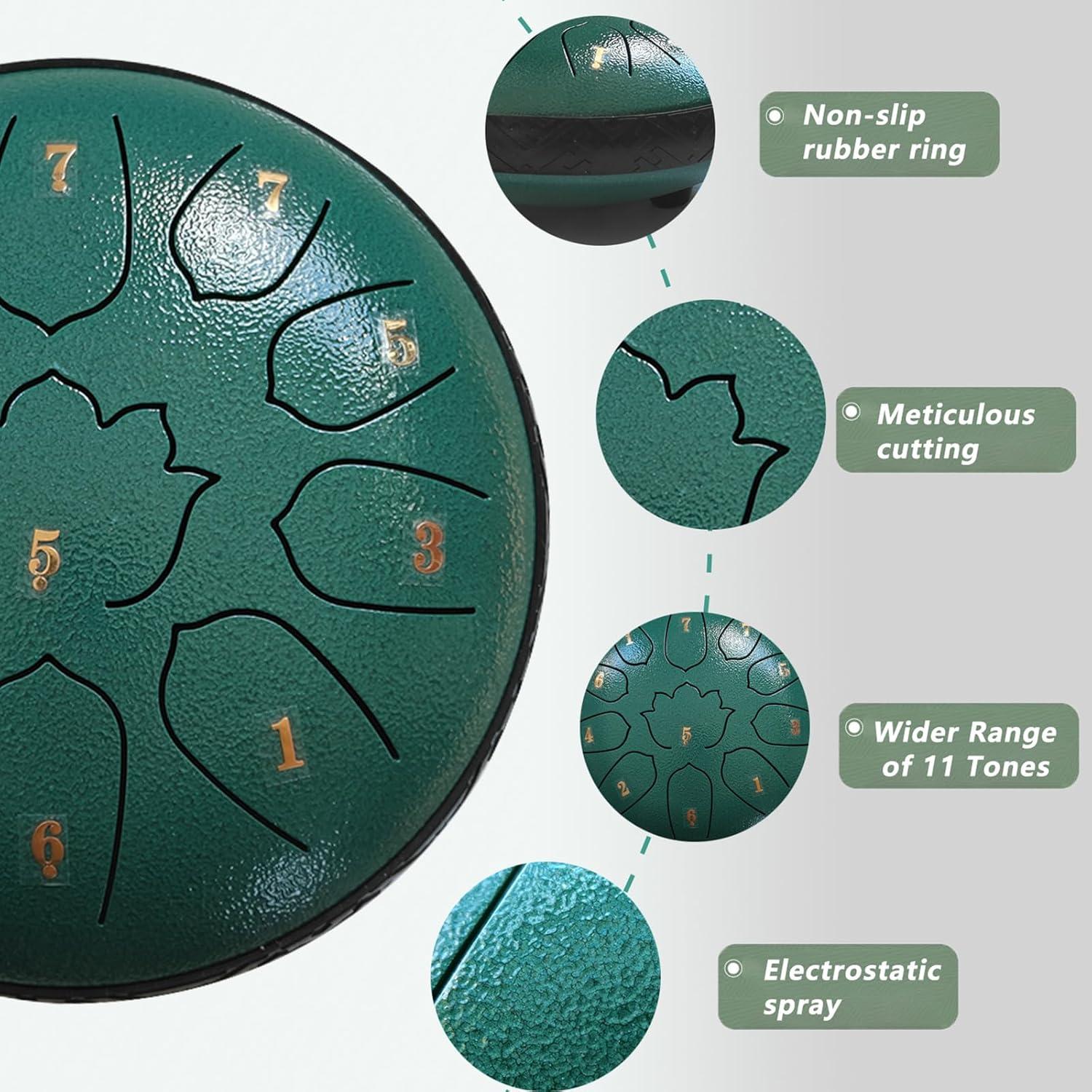 Tambor de Lengua de Acero 11 Notas 15.24 cm LONCHAN