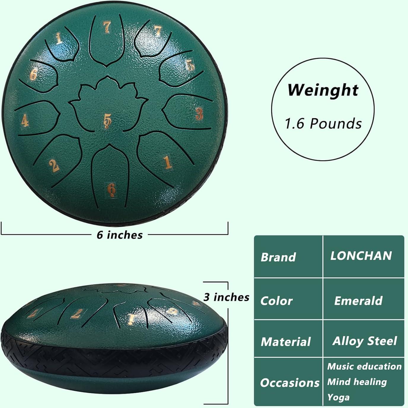 Tambor de Lengua de Acero 11 Notas 15.24 cm LONCHAN