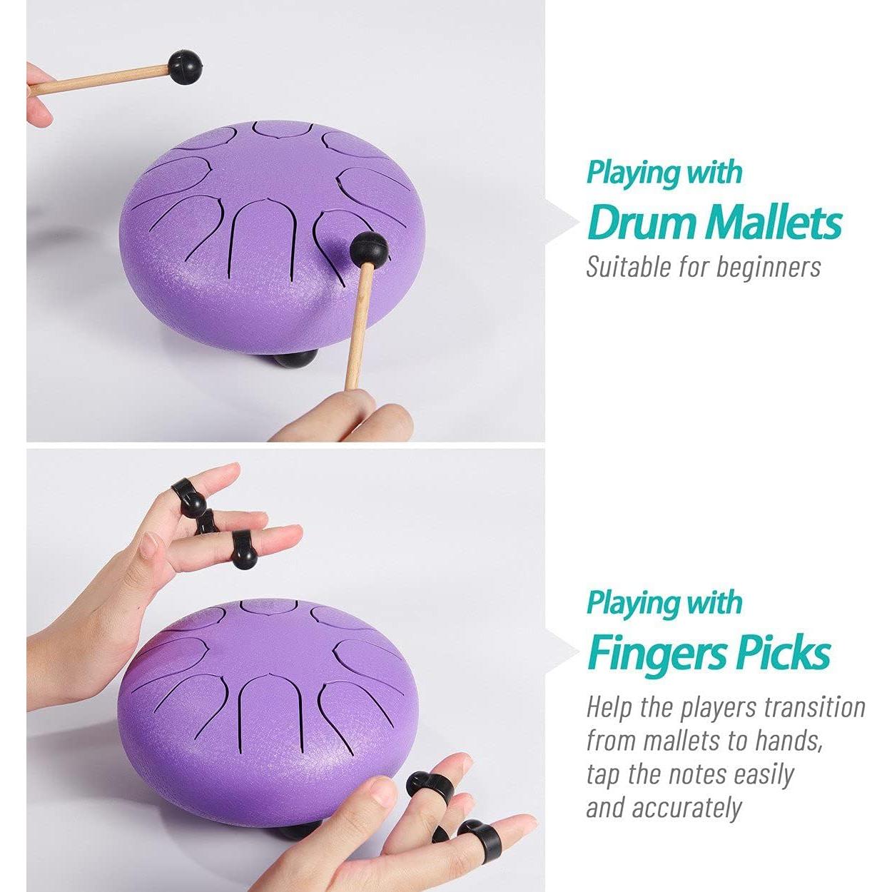 Tambor de Lluvia WOGOD 15.24 cm 8 Notas Acero Púrpura