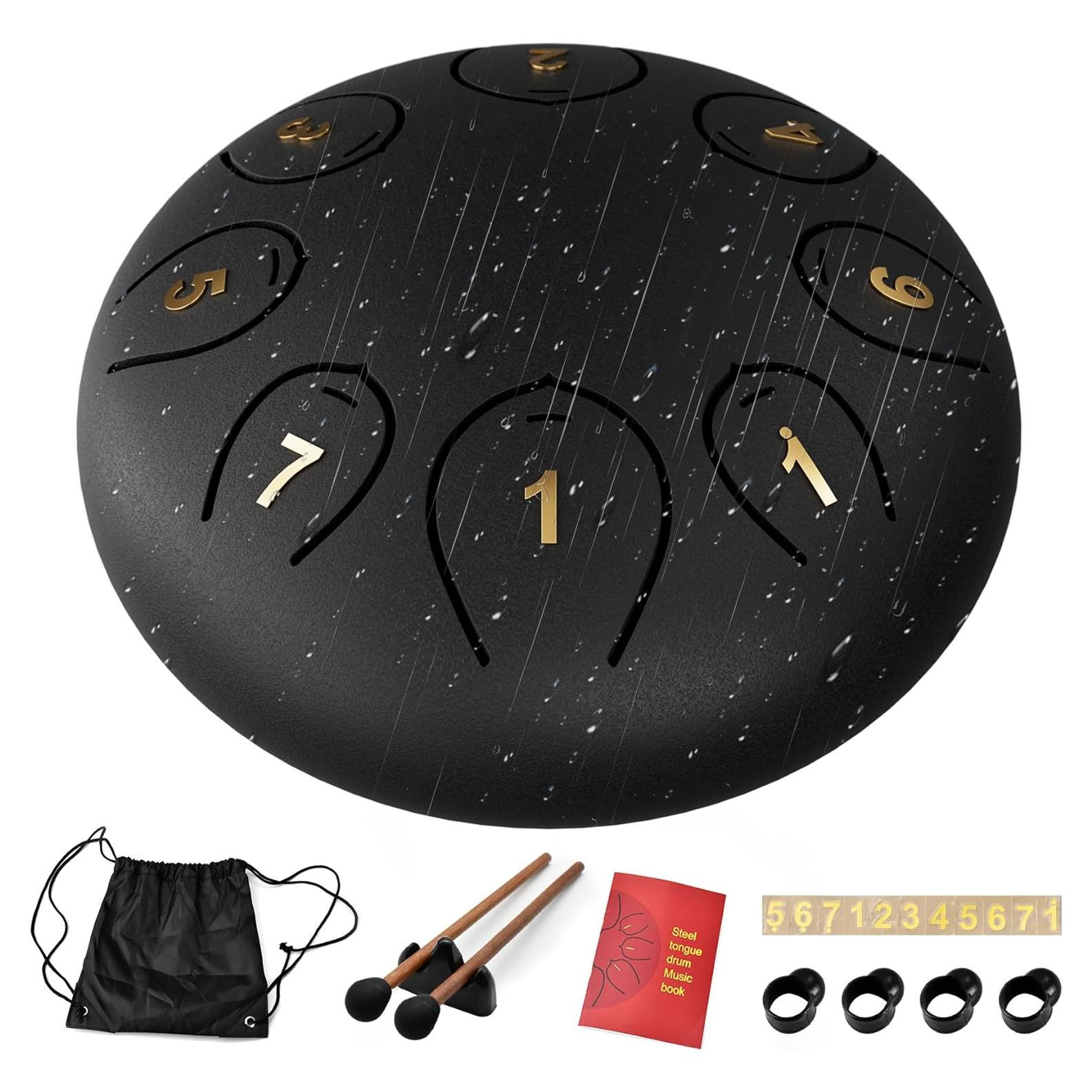 Tambor de Lengua de Acero 15 cm Lidguni 8 Notas Negro