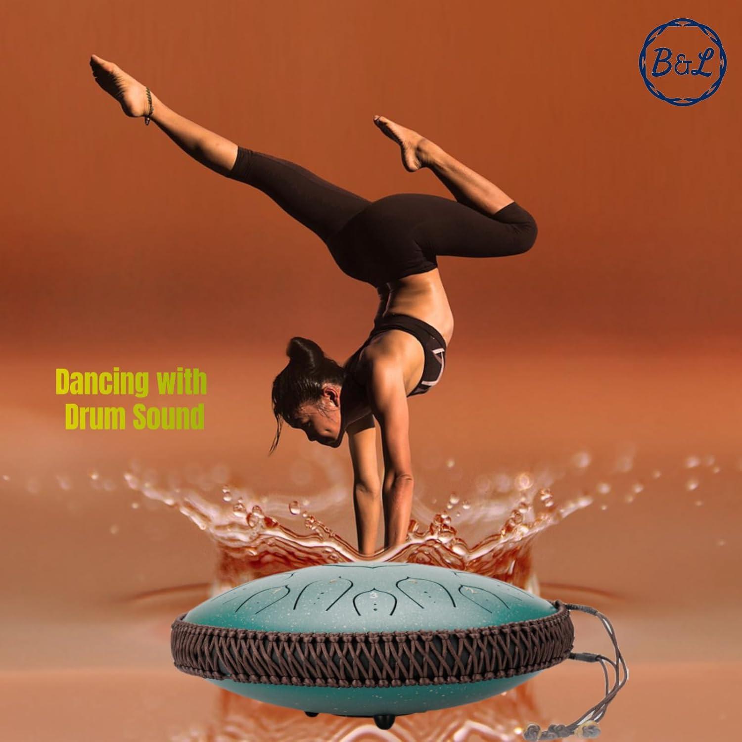 Tambor de Lengua de Acero 35.56 cm 15 Notas BURNING&LIN Verde