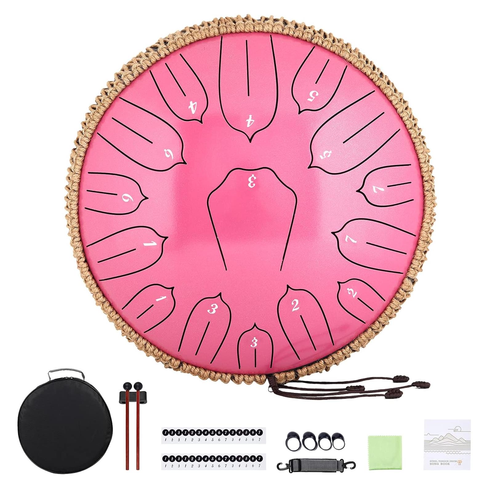 Tambor de Lengua de Acero 30 cm Musfunny 15 Notas Rosa