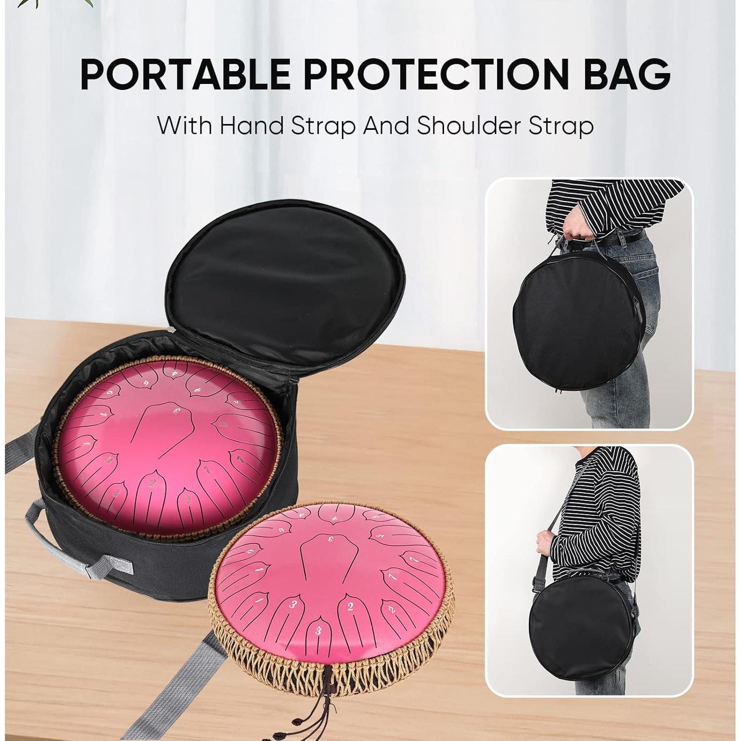 Tambor de Lengua de Acero 30 cm Musfunny 15 Notas Rosa