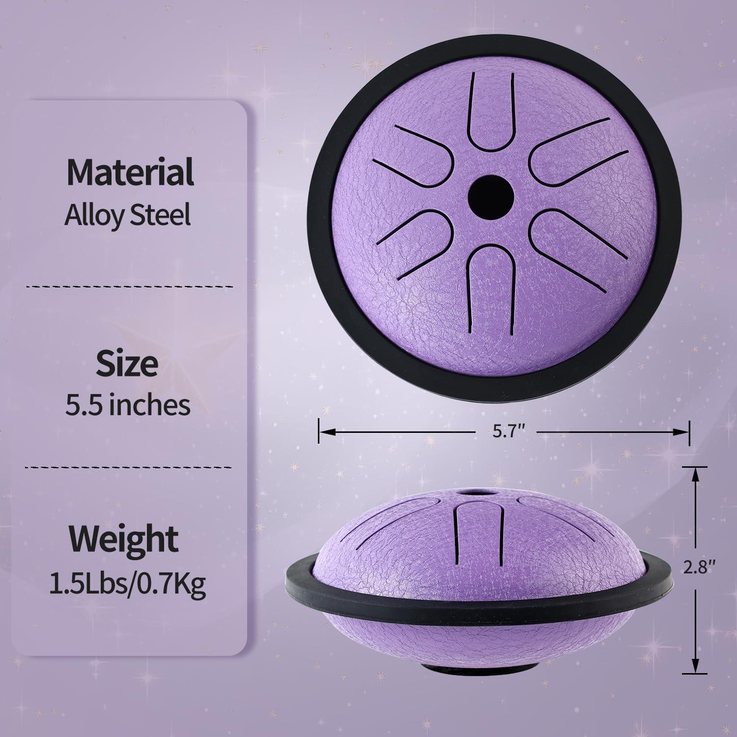 Tambor de Lengua de Acero Yahpetes 14 cm 6 Notas C Púrpura