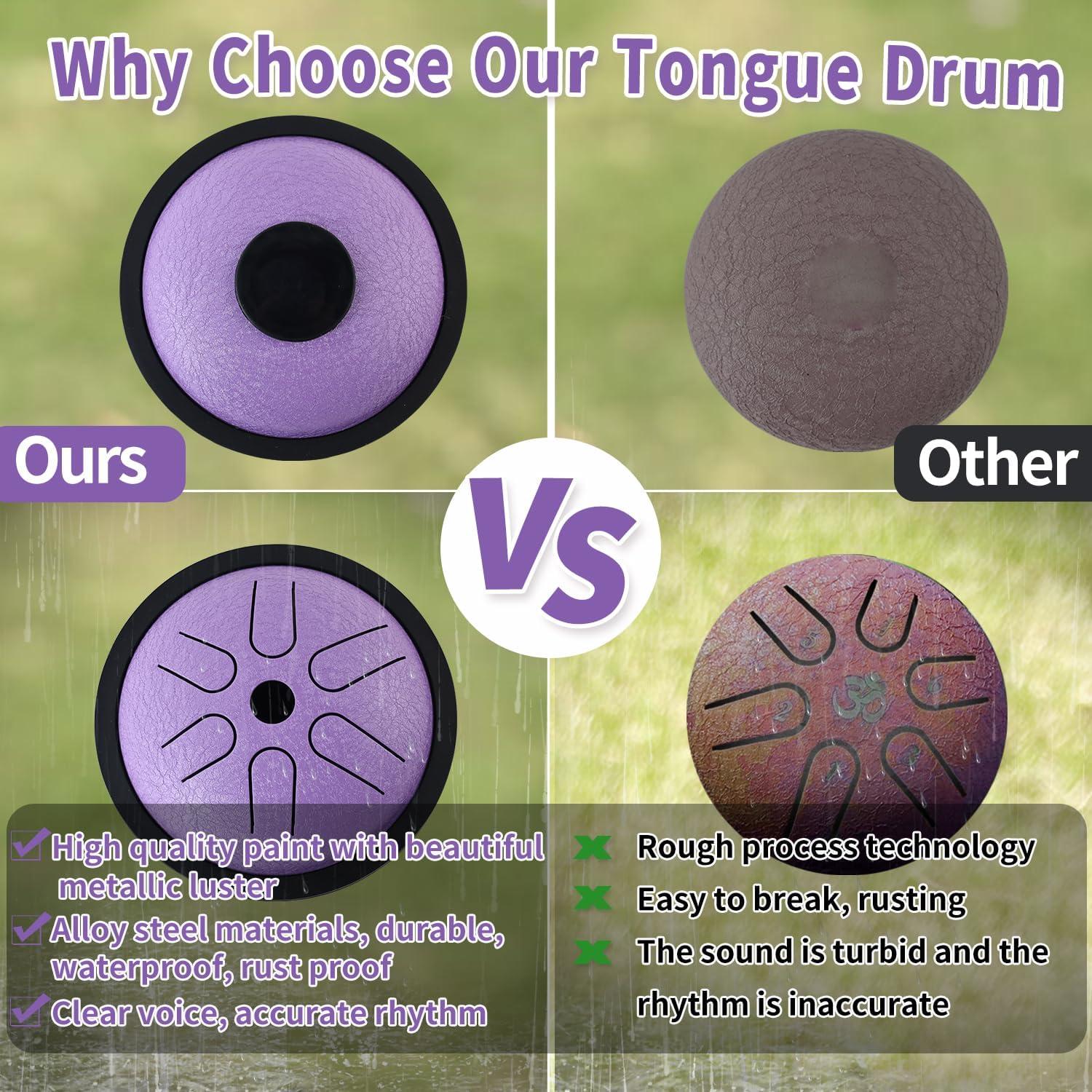 Tambor de Lengua de Acero Yahpetes 14 cm 6 Notas C Púrpura