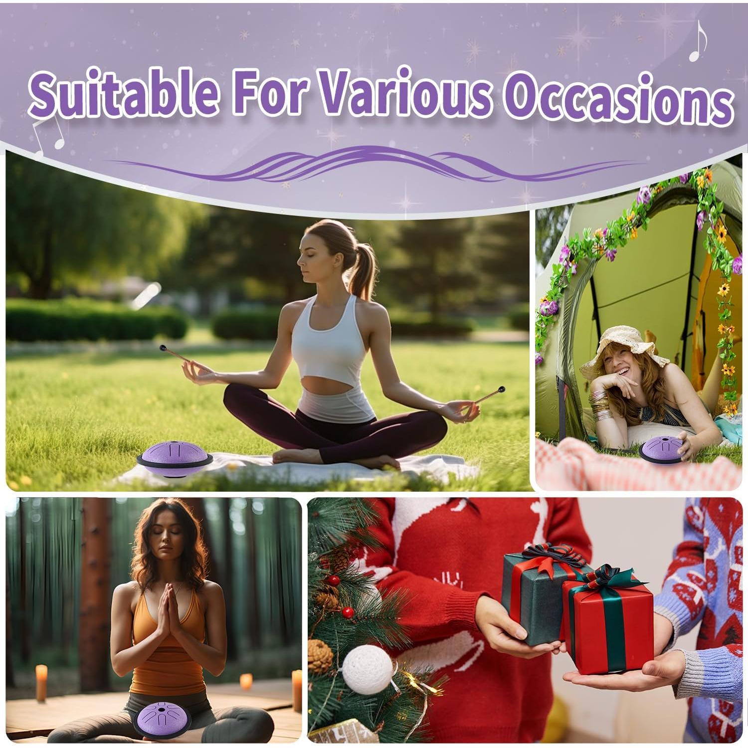 Tambor de Lengua de Acero Yahpetes 14 cm 6 Notas C Púrpura