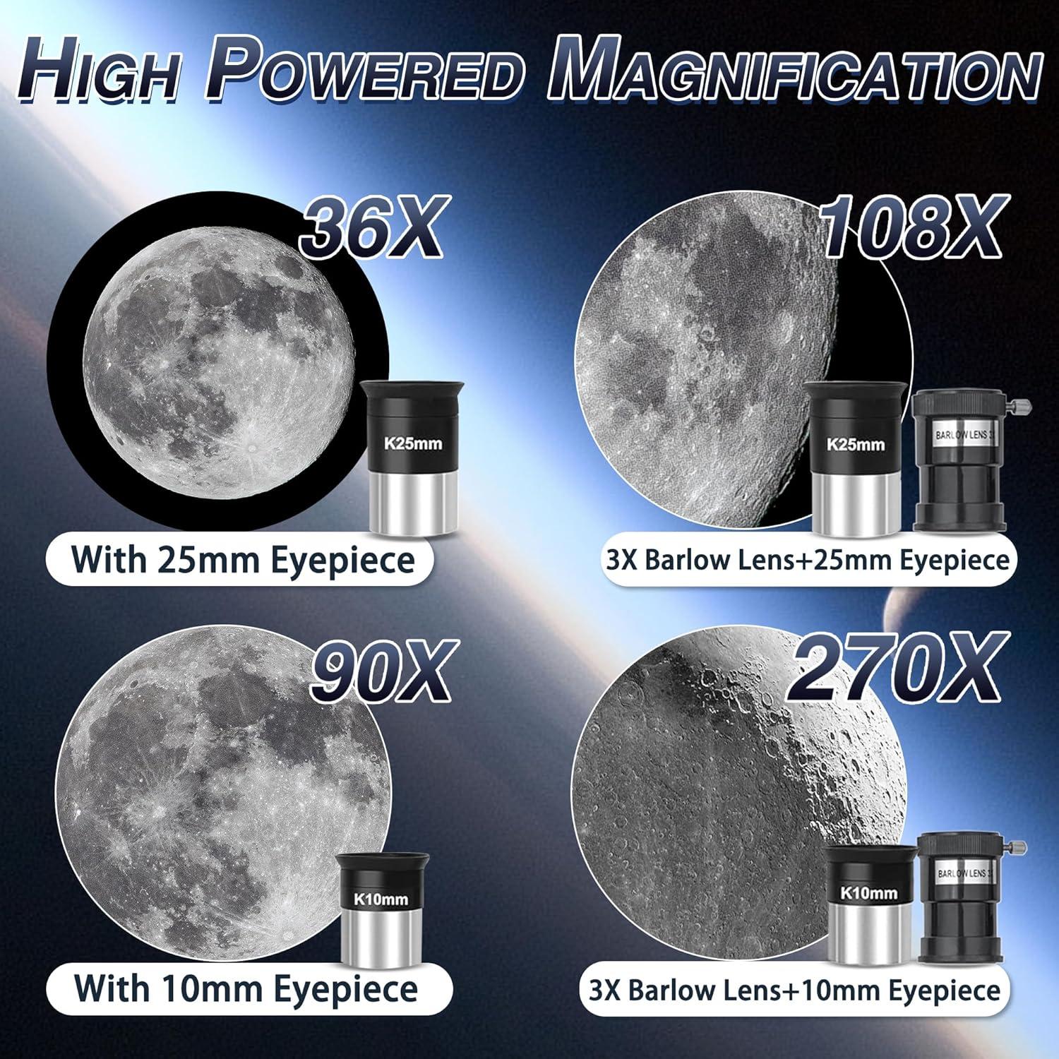 Telescopio Astronómico Hawkko 90mm Apertura 900mm Alta Potencia