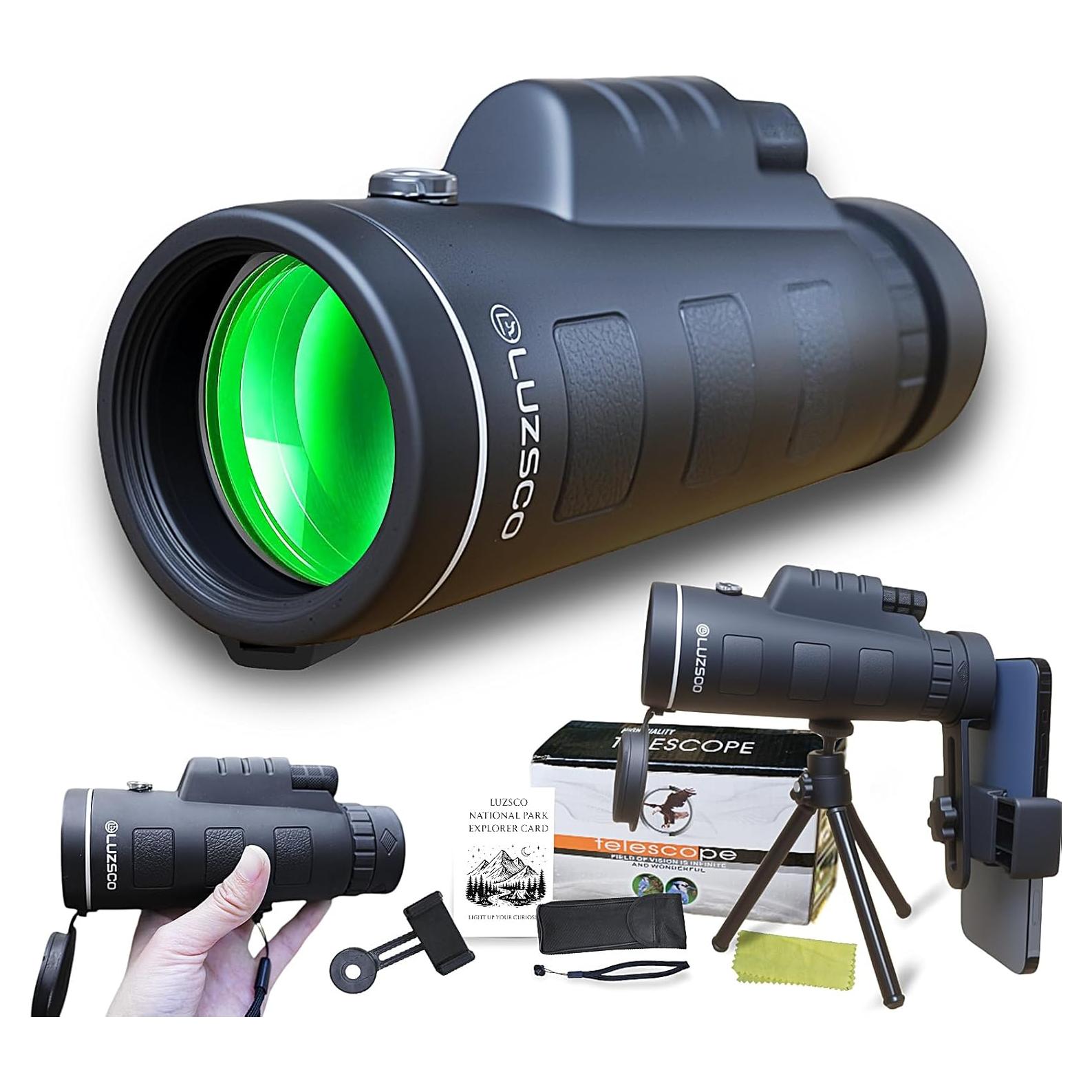 Monocular Compacto Luzsco 10x42 Impermeable con Trípode