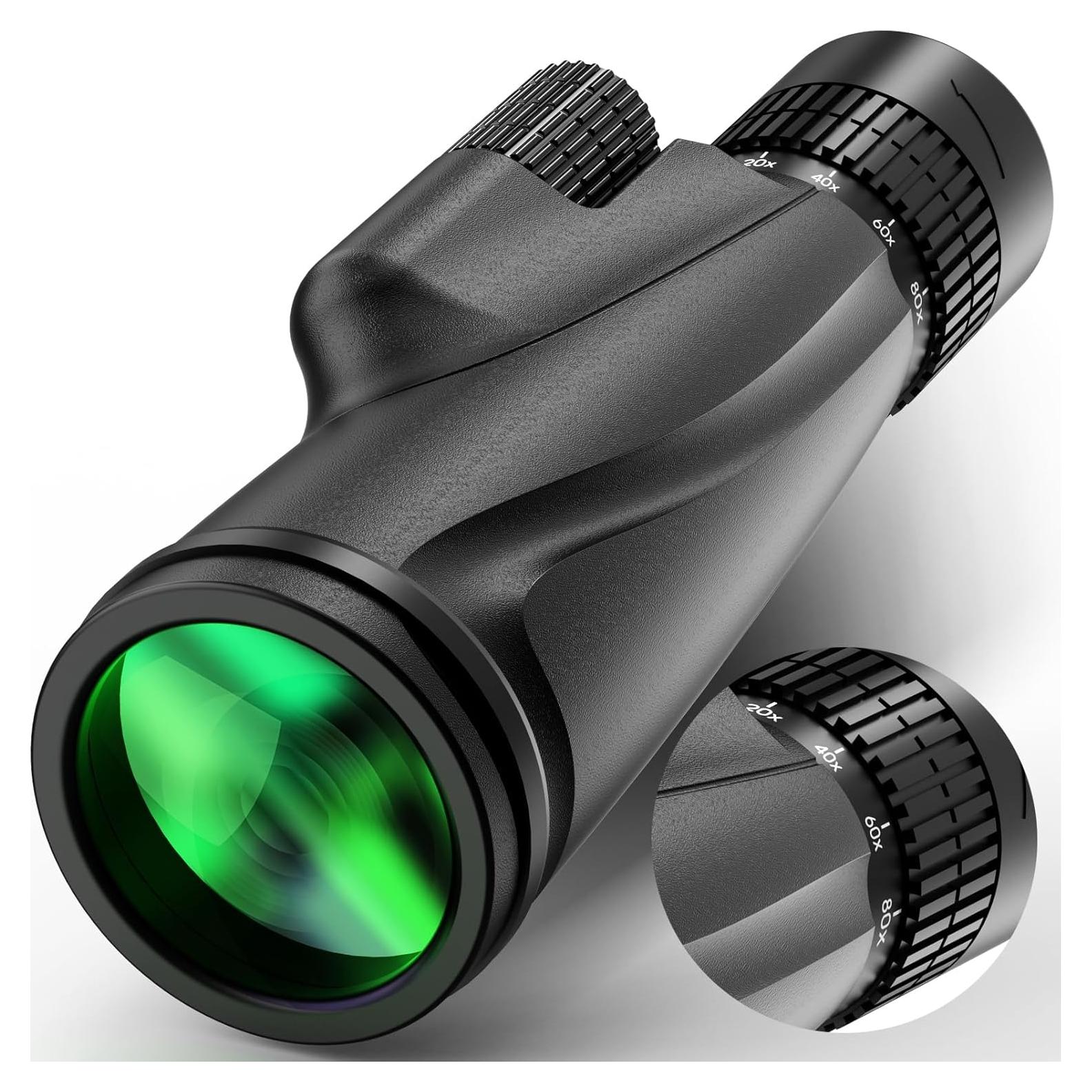 Telescopio Monocular 80x100 KTBDING con Trípode y Soporte para Smartphone