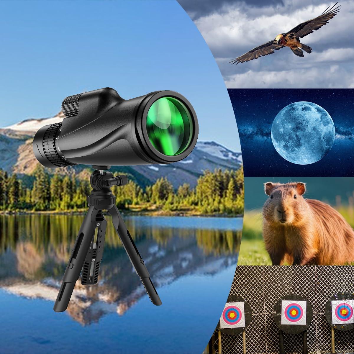 Telescopio Monocular 80x100 KTBDING con Trípode y Soporte para Smartphone