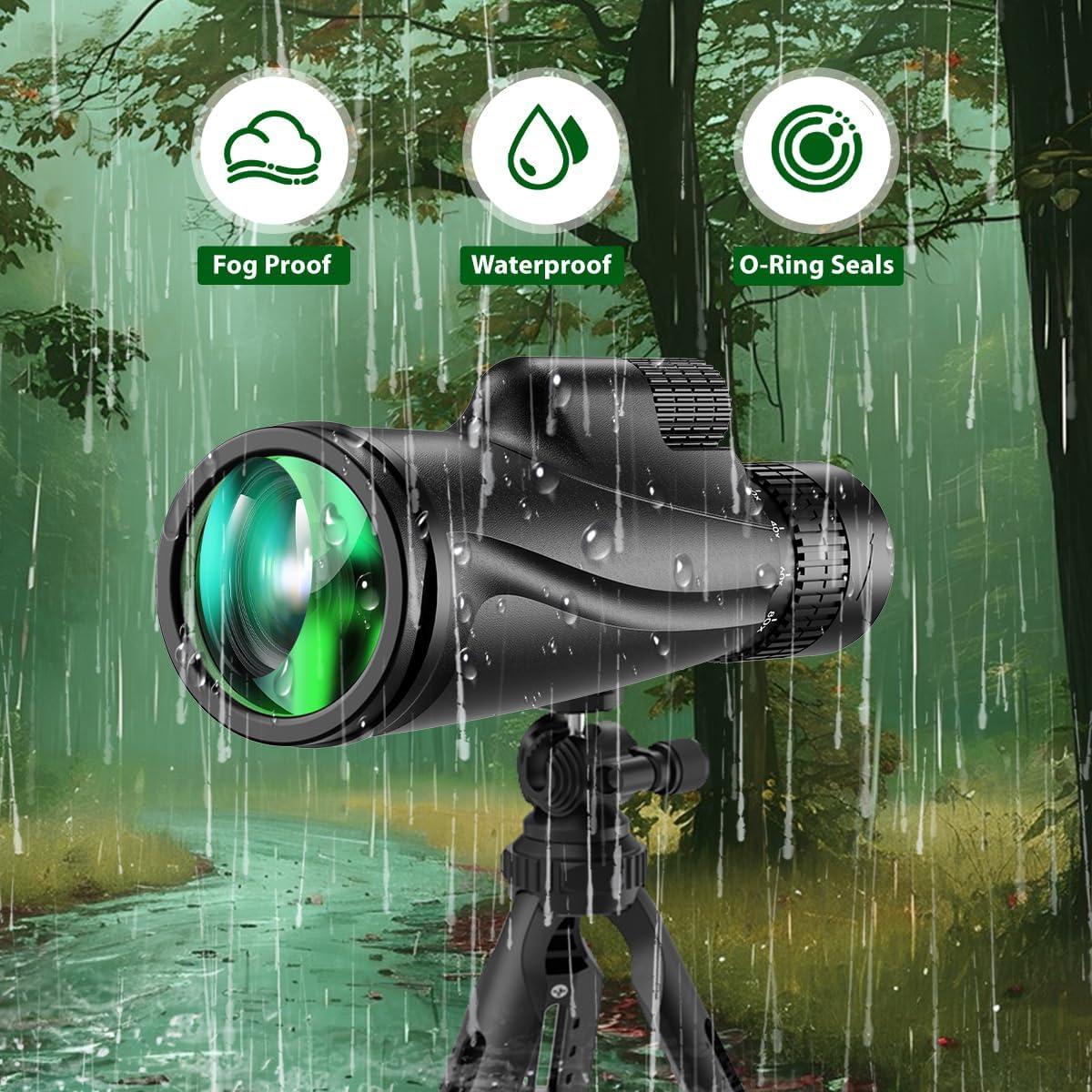 Telescopio Monocular 80x100 KTBDING con Trípode y Soporte para Smartphone
