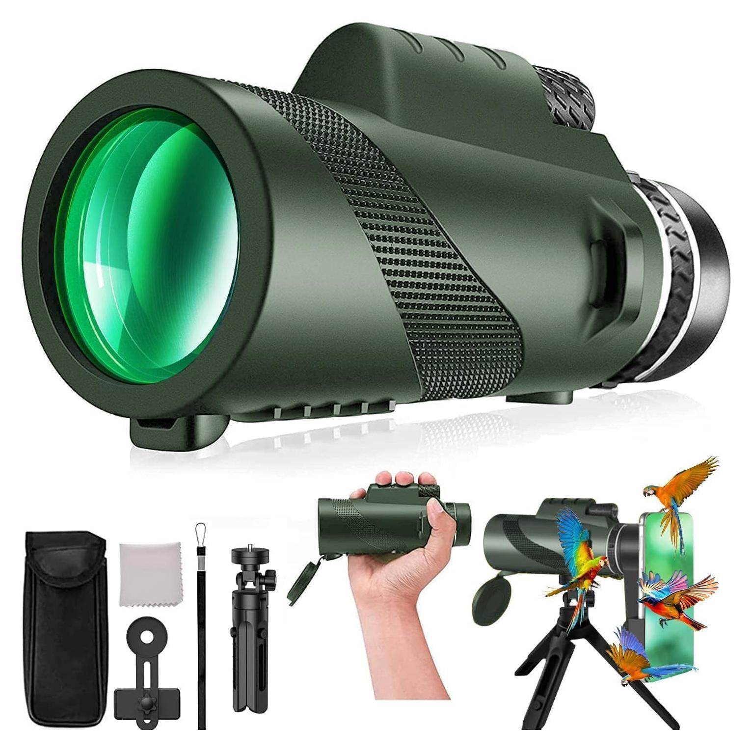 Monocular Telescopio 80x100 ASxmhGo Verde Alta Definición