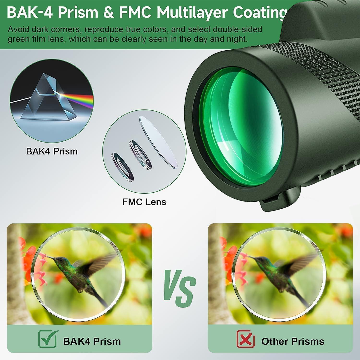 Monocular Telescopio 80x100 ASxmhGo Verde Alta Definición