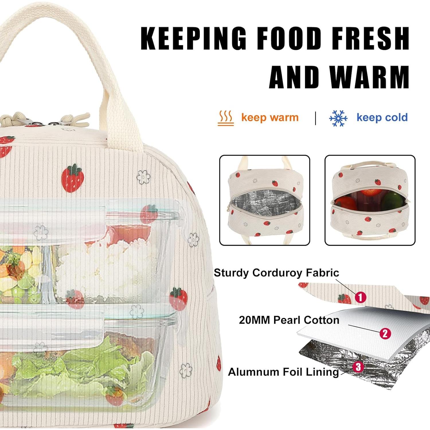 Bolsa de Almuerzo Aislada Xunteny Corduroy Beige 10L