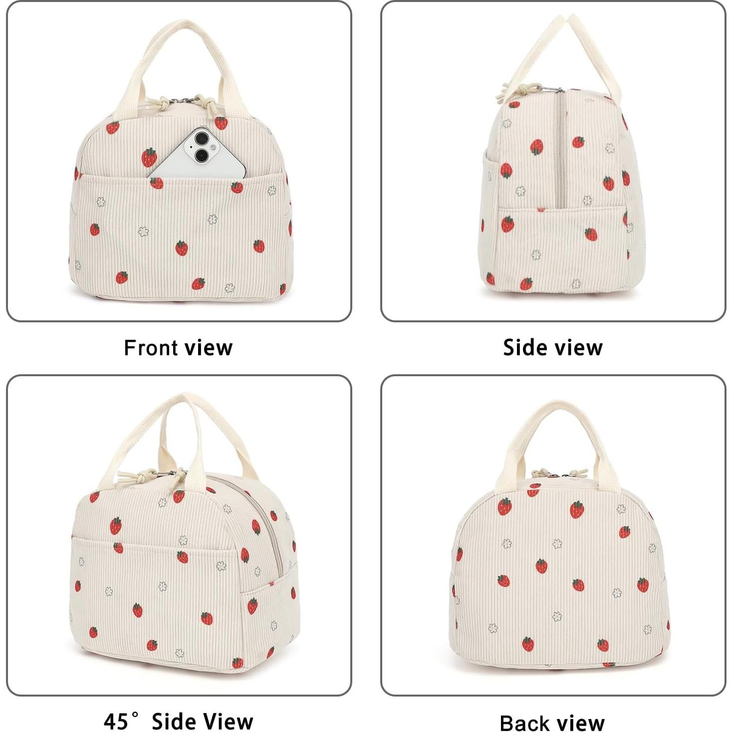 Bolsa de Almuerzo Aislada Xunteny Corduroy Beige 10L