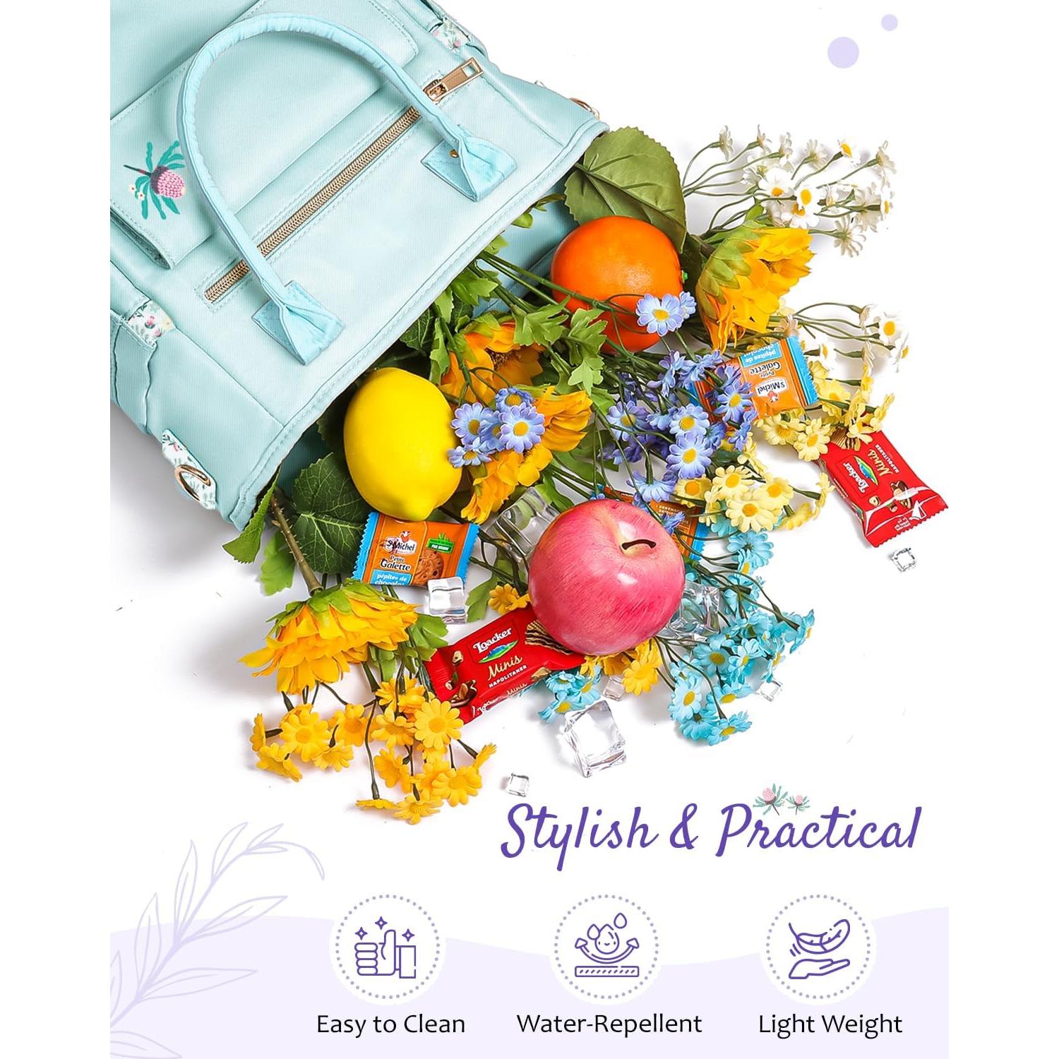 Bolsa de Almuerzo Aislada GLORIEROO Floral 11L Azul Brumoso