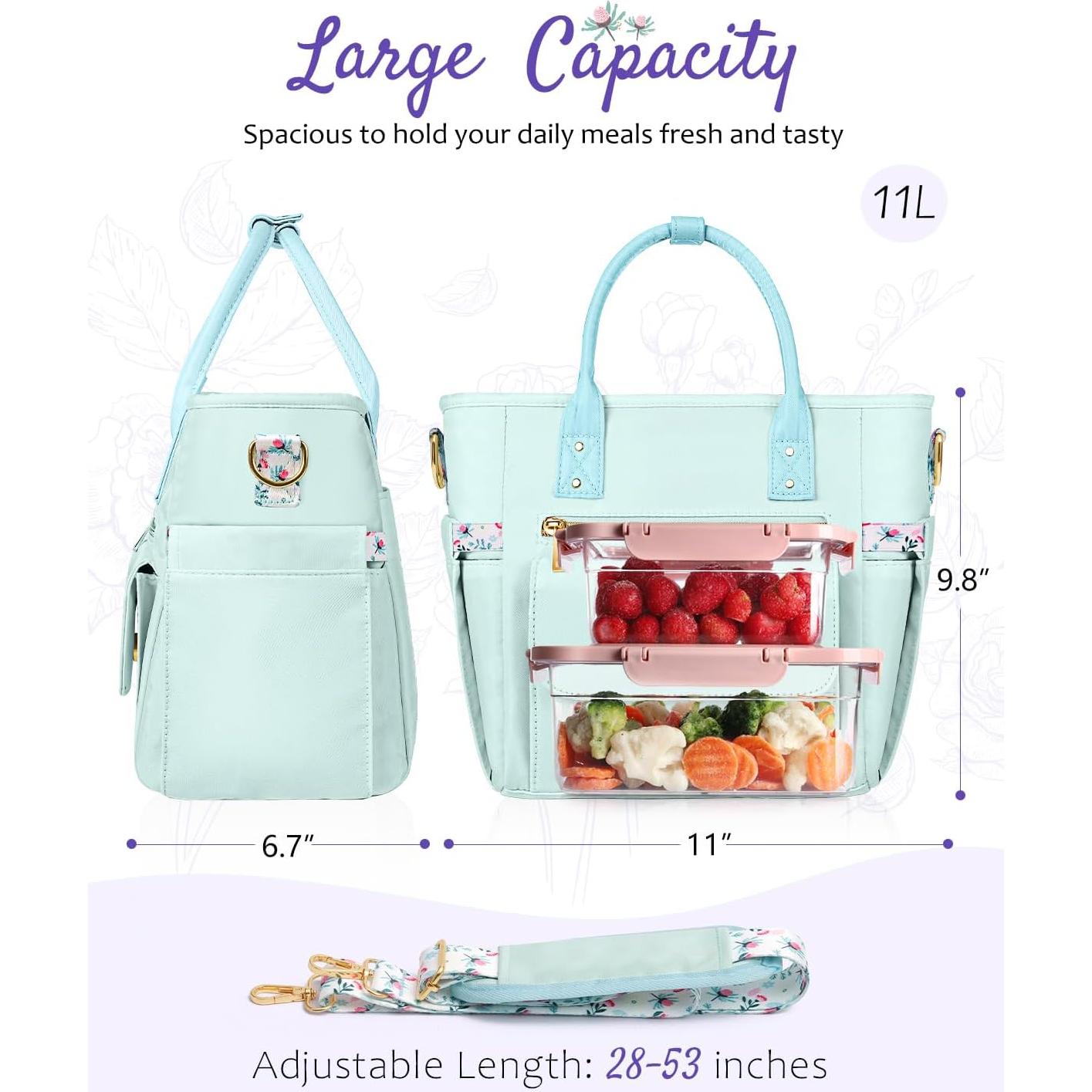 Bolsa de Almuerzo Aislada GLORIEROO Floral 11L Azul Brumoso