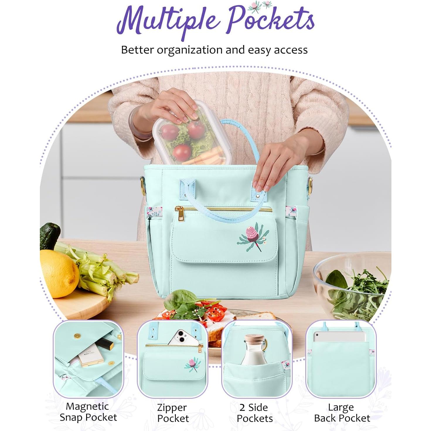 Bolsa de Almuerzo Aislada GLORIEROO Floral 11L Azul Brumoso