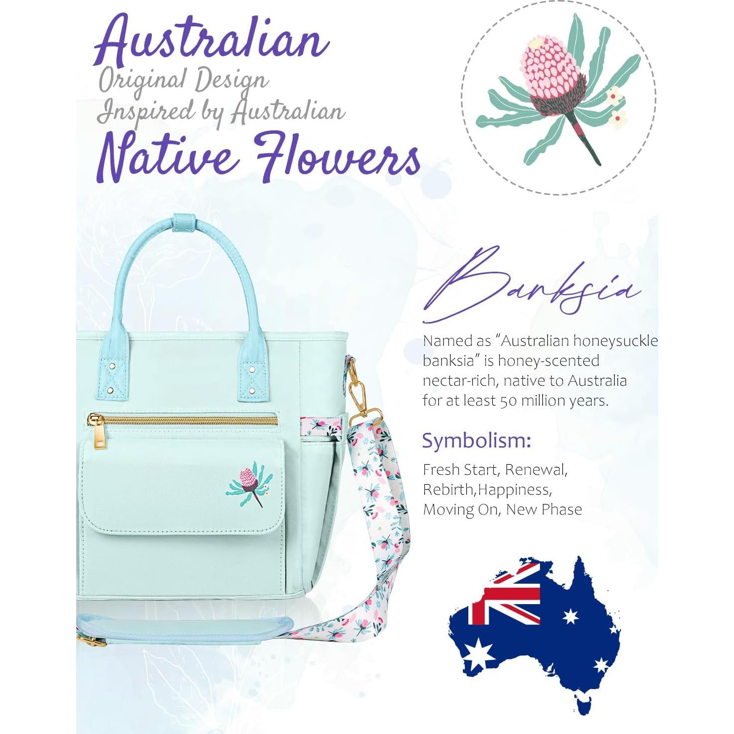 Bolsa de Almuerzo Aislada GLORIEROO Floral 11L Azul Brumoso