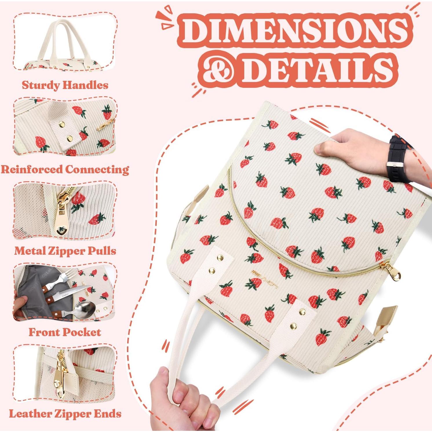 Bolsa de Almuerzo Térmica LOKASS Terciopelo de Fresa 11.81L